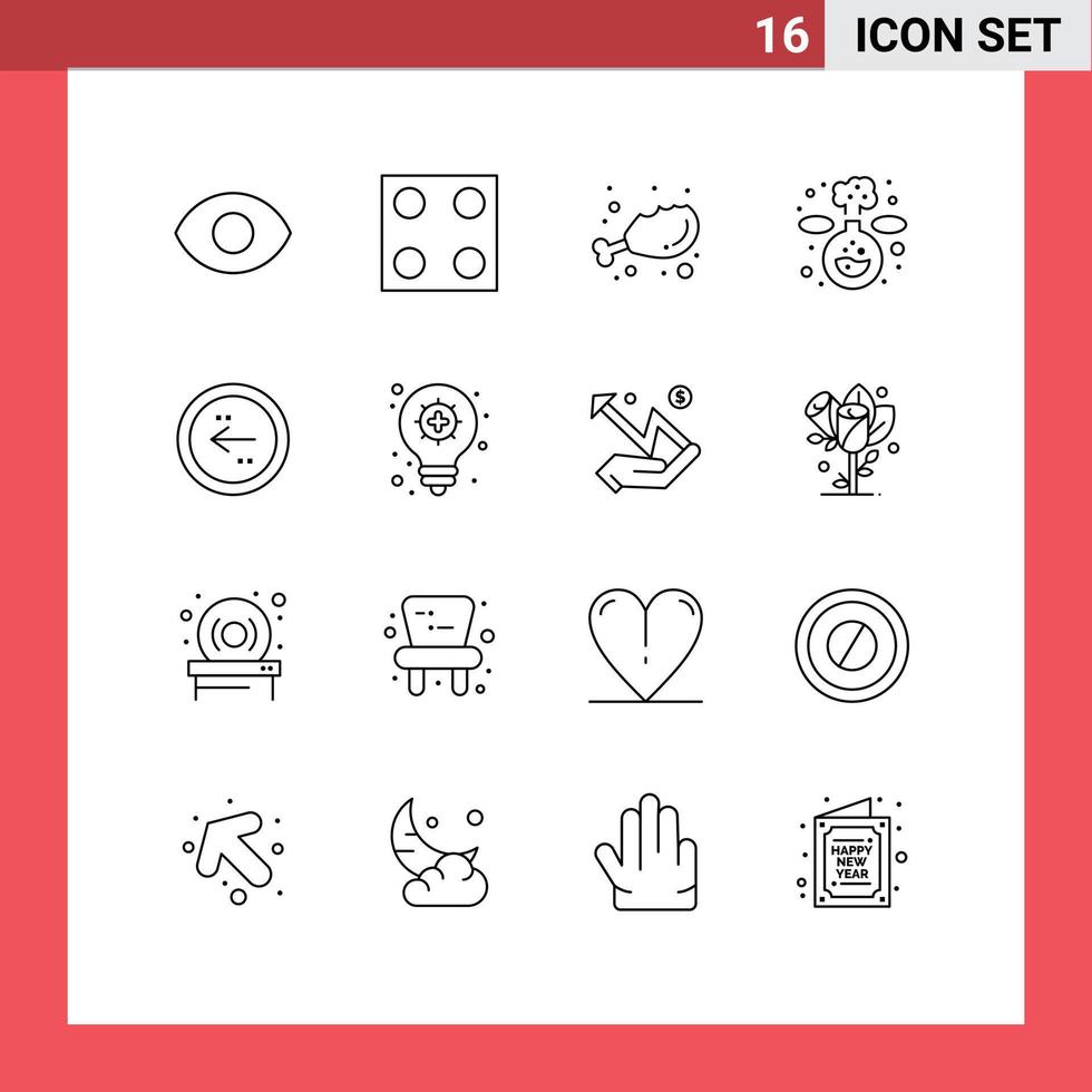 Pack of 16 creative Outlines of innovation direction fresh circle arrow Editable Vector Design Elements