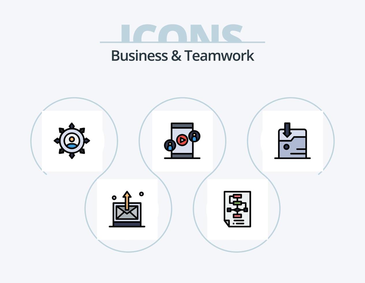 Business And Teamwork Line Filled Icon Pack 5 Icon Design. . download. network. business. technology vector
