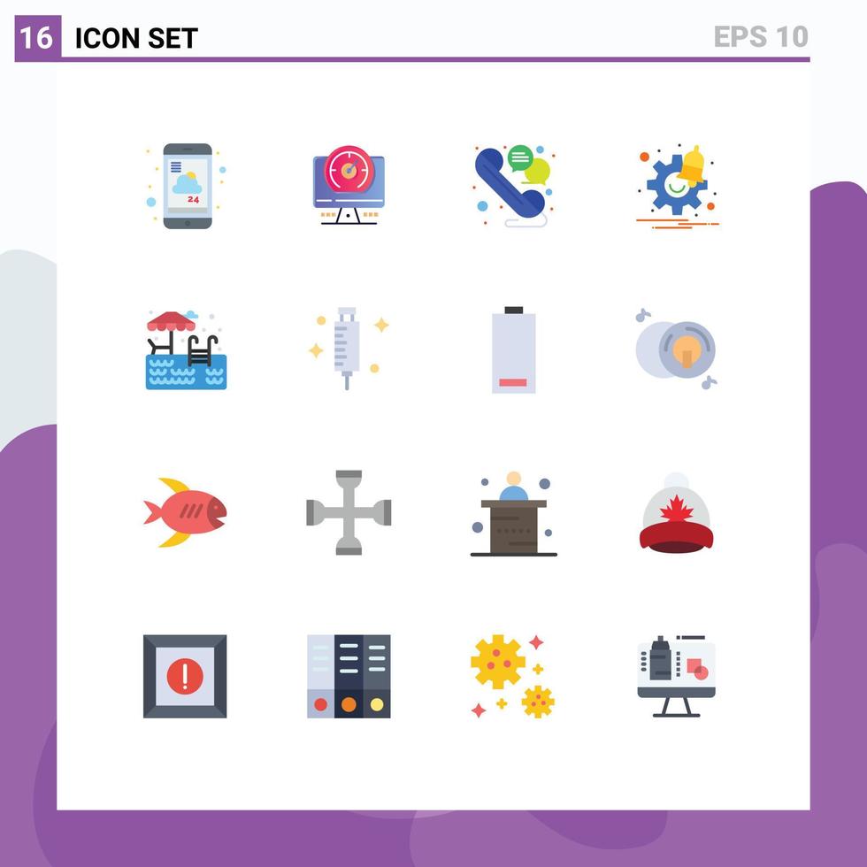 Universal Icon Symbols Group of 16 Modern Flat Colors of water settings location options telephone Editable Pack of Creative Vector Design Elements
