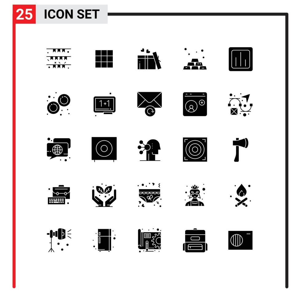 Modern Set of 25 Solid Glyphs and symbols such as analytics gold sets economy wedding Editable Vector Design Elements