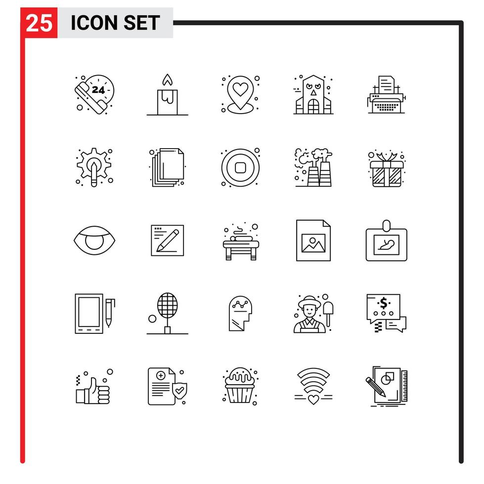 Modern Set of 25 Lines and symbols such as pen designer halloween publish typing Editable Vector Design Elements