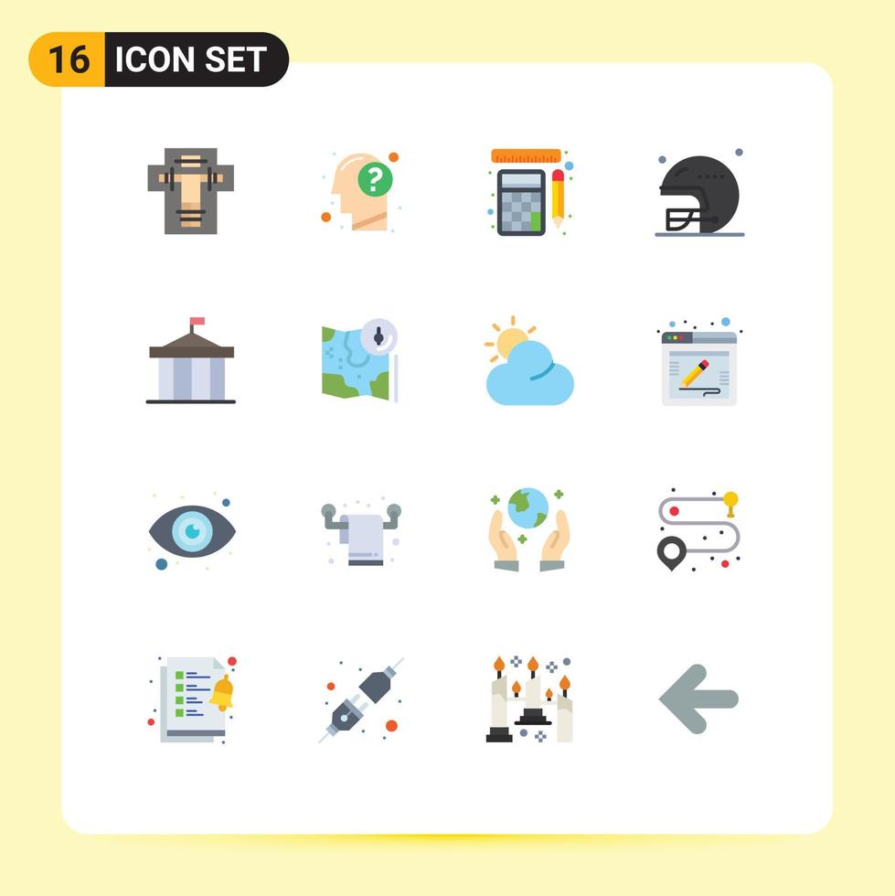 16 Creative Icons Modern Signs and Symbols of sports helmet human football rulers Editable Pack of Creative Vector Design Elements