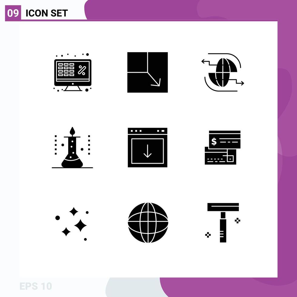 Modern Set of 9 Solid Glyphs Pictograph of science lab science connect laboratory research arrow Editable Vector Design Elements