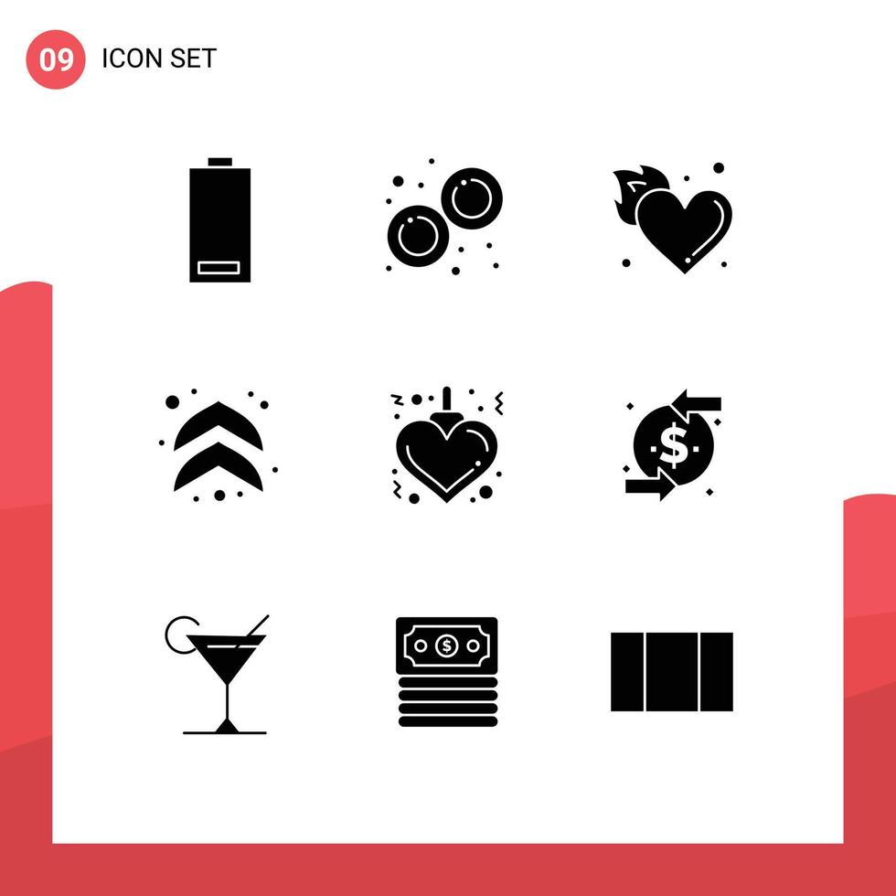 Pictogram Set of 9 Simple Solid Glyphs of christmas arrows mitosis arrow hot Editable Vector Design Elements