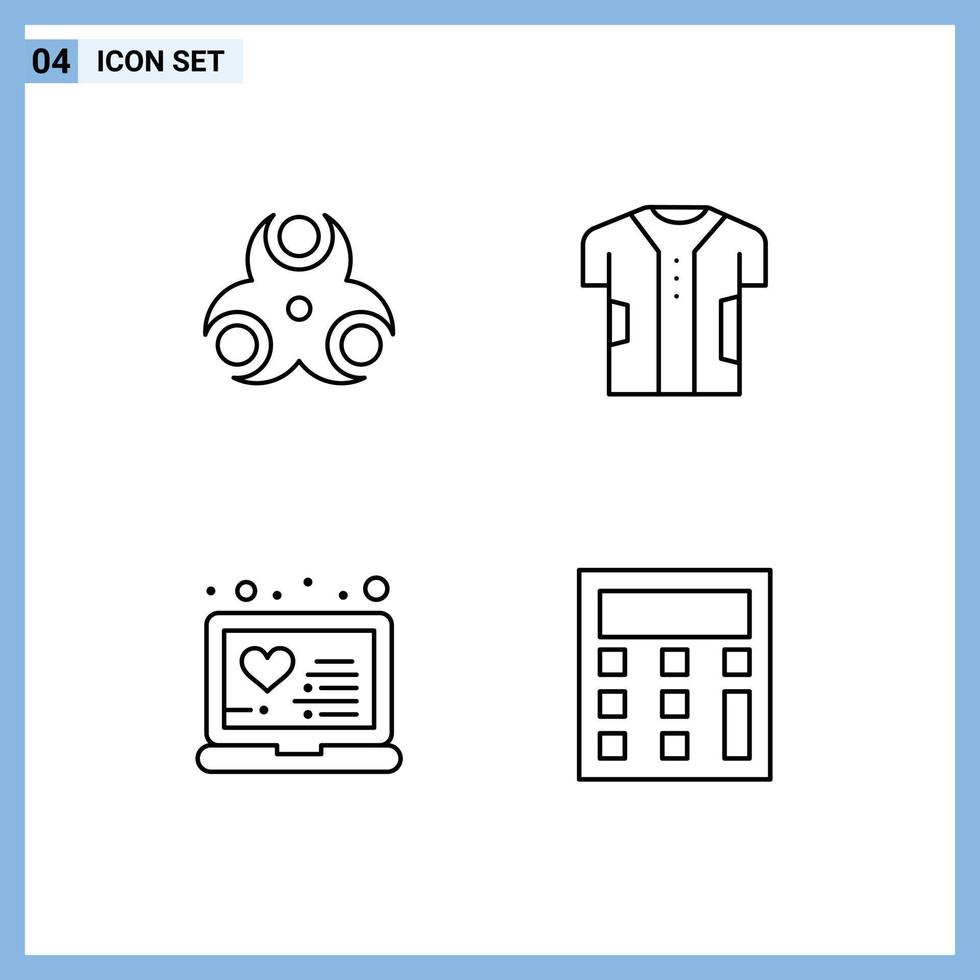 4 Line concept for Websites Mobile and Apps hazard laptop health digital online Editable Vector Design Elements