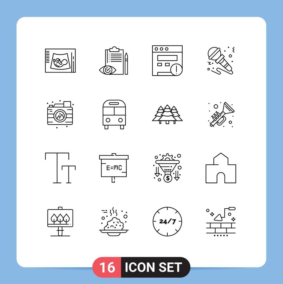 Outline Pack of 16 Universal Symbols of instrument sound control mic website Editable Vector Design Elements