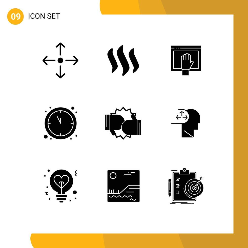 9 User Interface Solid Glyph Pack of modern Signs and Symbols of boxing new year access countdown open Editable Vector Design Elements