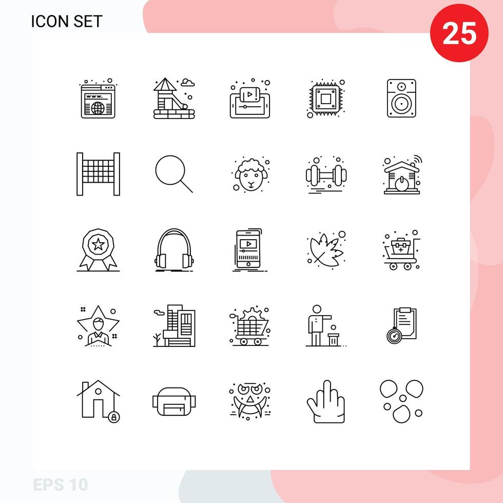 25 Line concept for Websites Mobile and Apps speaker hardware e cpu tutorials Editable Vector Design Elements