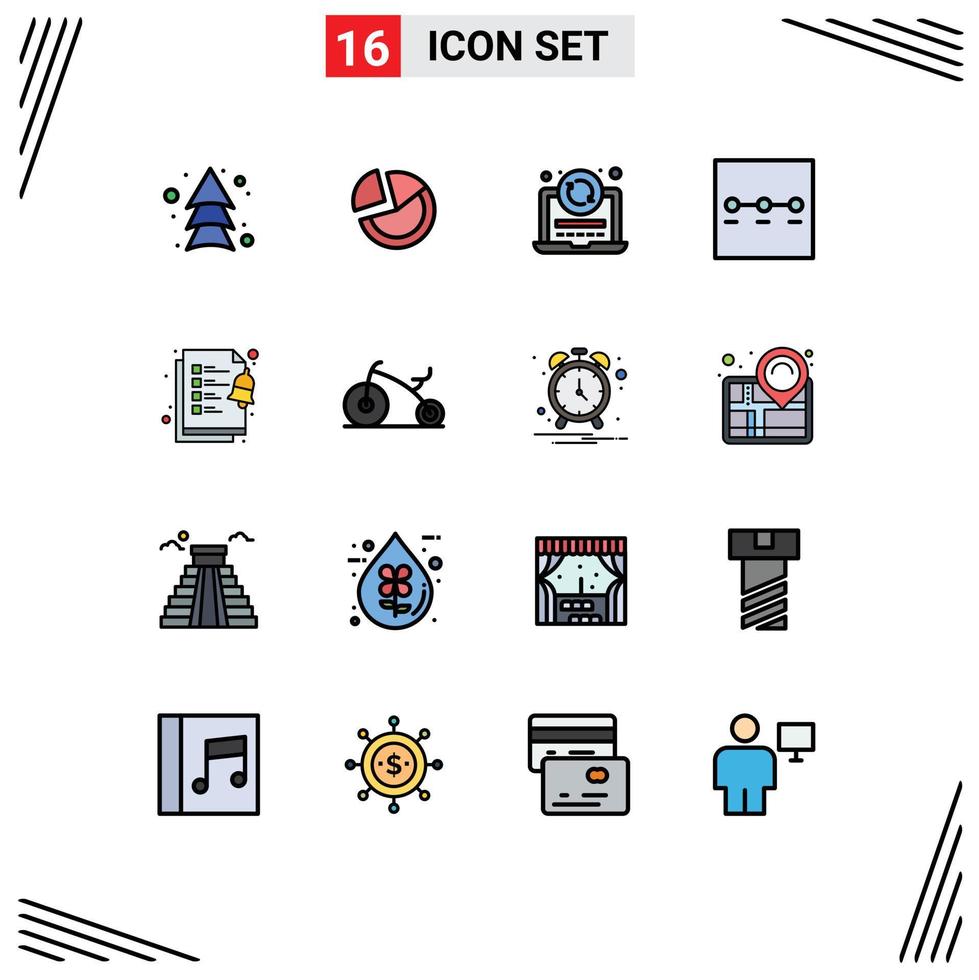 Set of 16 Commercial Flat Color Filled Lines pack for clipboard wizard pie steps coding Editable Creative Vector Design Elements
