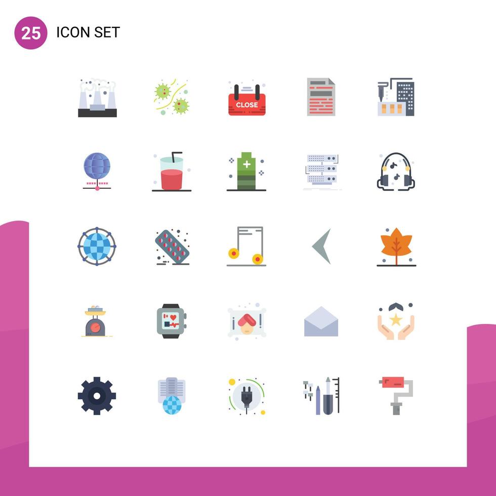 conjunto de 25 iconos de interfaz de usuario modernos símbolos signos para documentos de arquitectura archivos de virus anuncios elementos de diseño de vectores editables