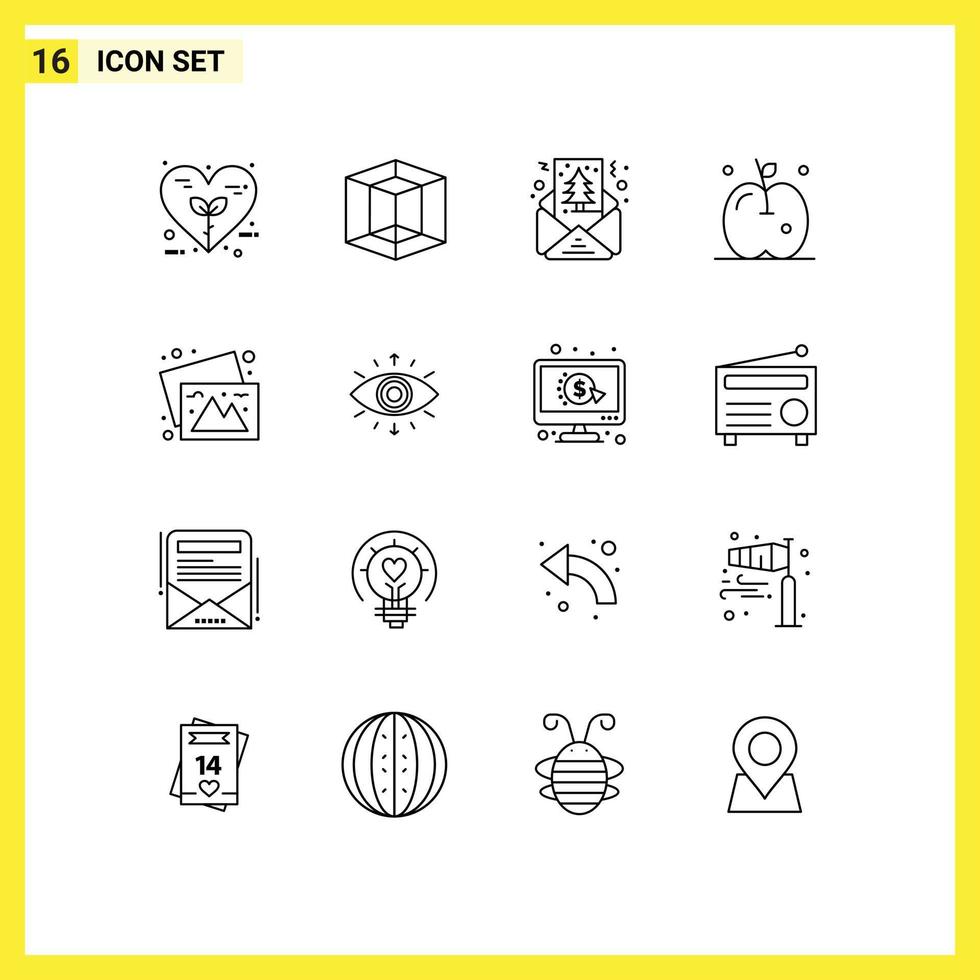 16 Thematic Vector Outlines and Editable Symbols of travel camera card thanksgiving apple Editable Vector Design Elements