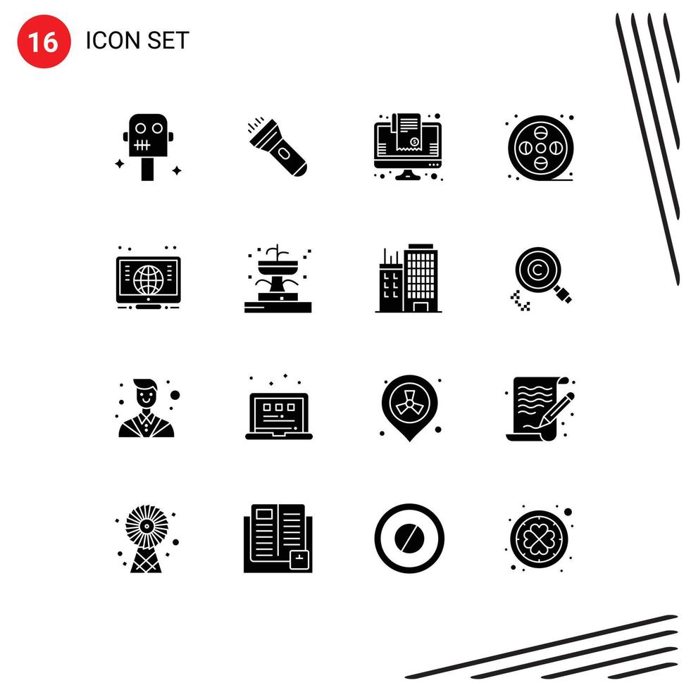 Set of 16 Modern UI Icons Symbols Signs for learning computer cart paint art Editable Vector Design Elements