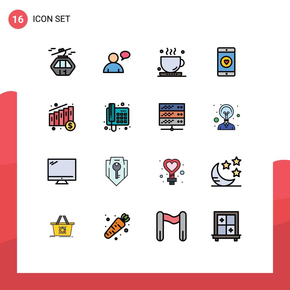 Set of 16 Modern UI Icons Symbols Signs for medical like coffee mobile application application Editable Creative Vector Design Elements