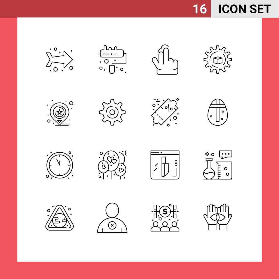 Editable Vector Line Pack of 16 Simple Outlines of business maps hand location slustion Editable Vector Design Elements