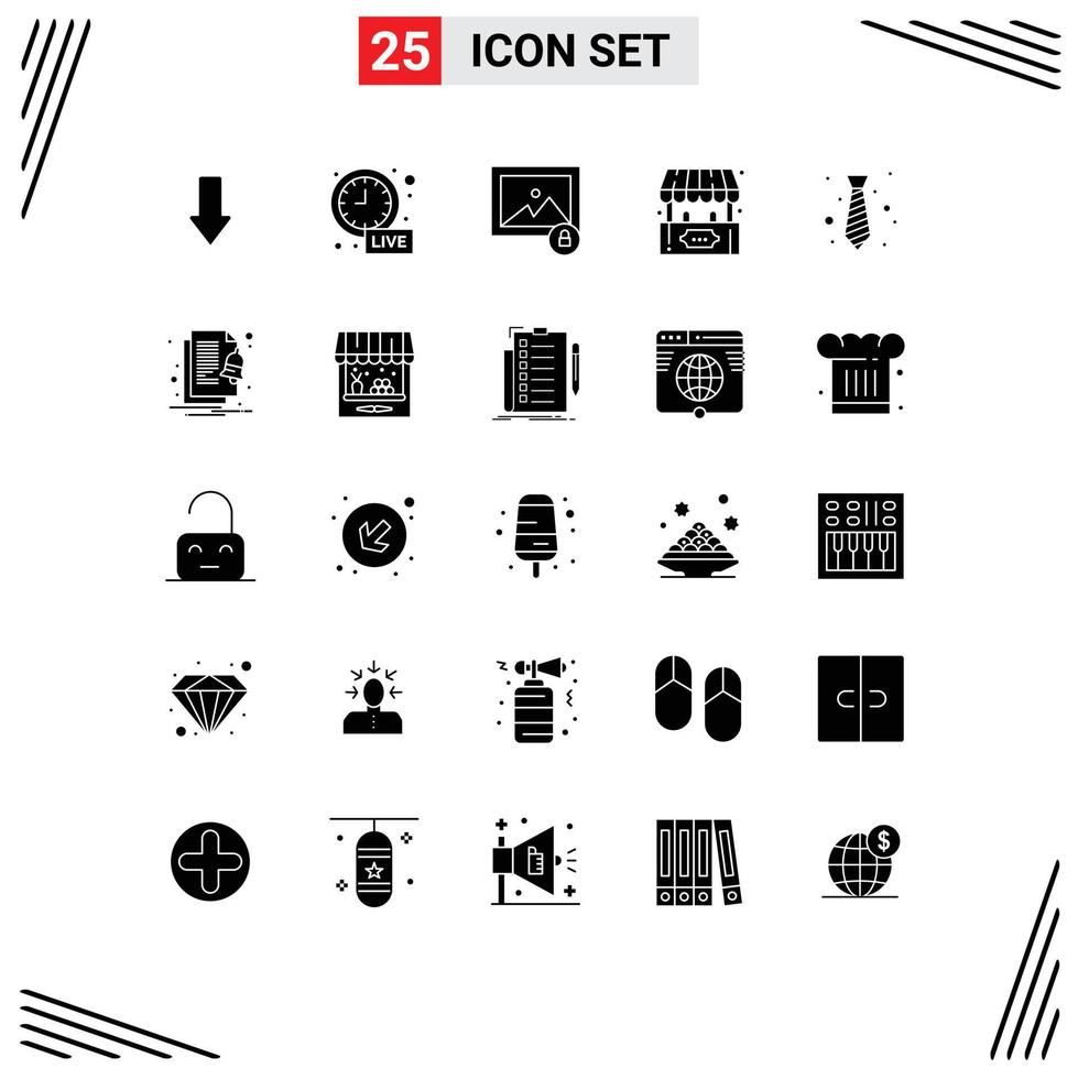 Group of 25 Modern Solid Glyphs Set for wear dress image play fun Editable Vector Design Elements