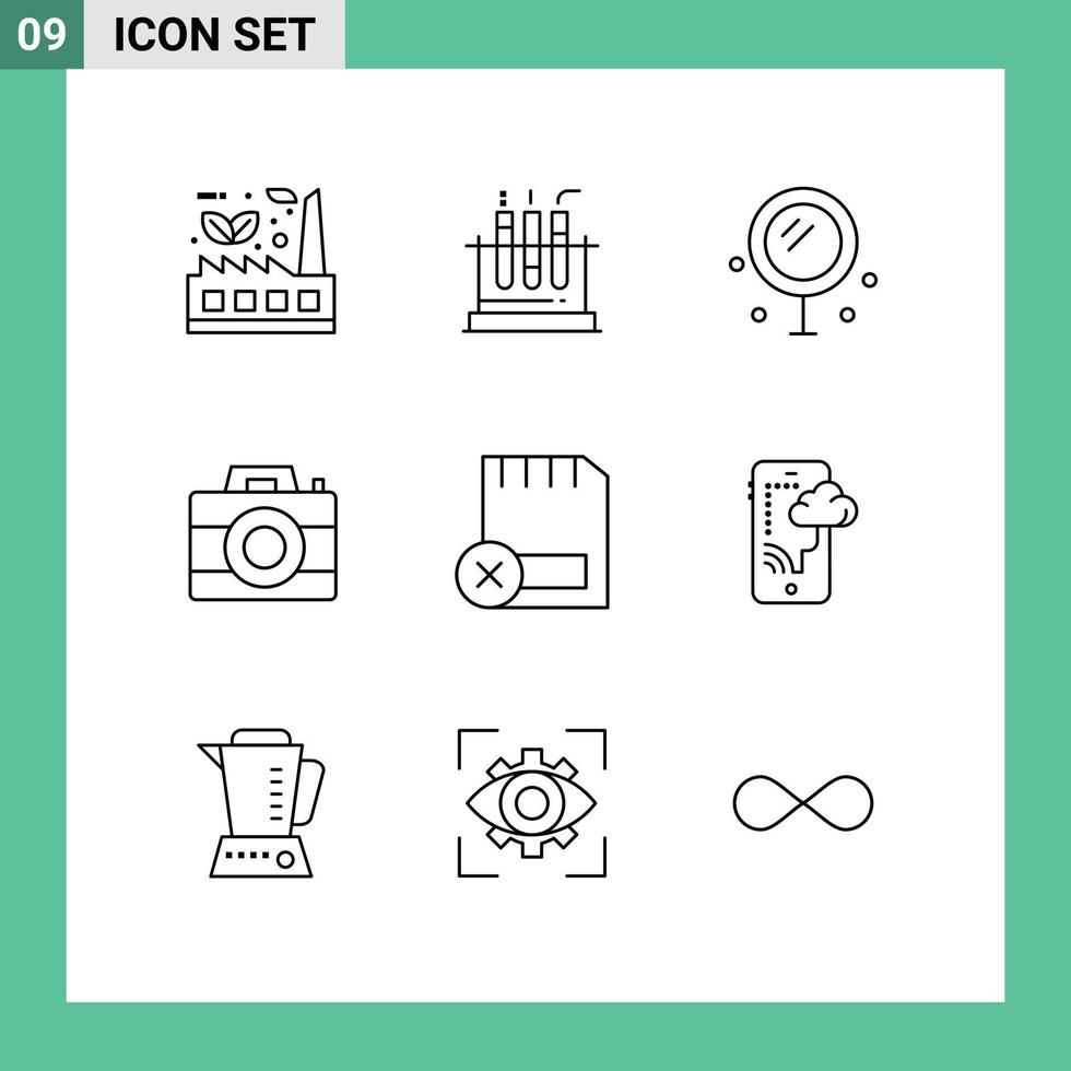 Set of 9 Modern UI Icons Symbols Signs for card digital medical computer wedding Editable Vector Design Elements