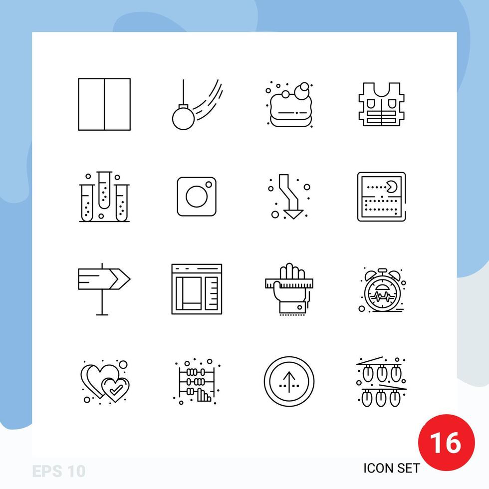 Pack of 16 Modern Outlines Signs and Symbols for Web Print Media such as health fitness sauna disease safety Editable Vector Design Elements