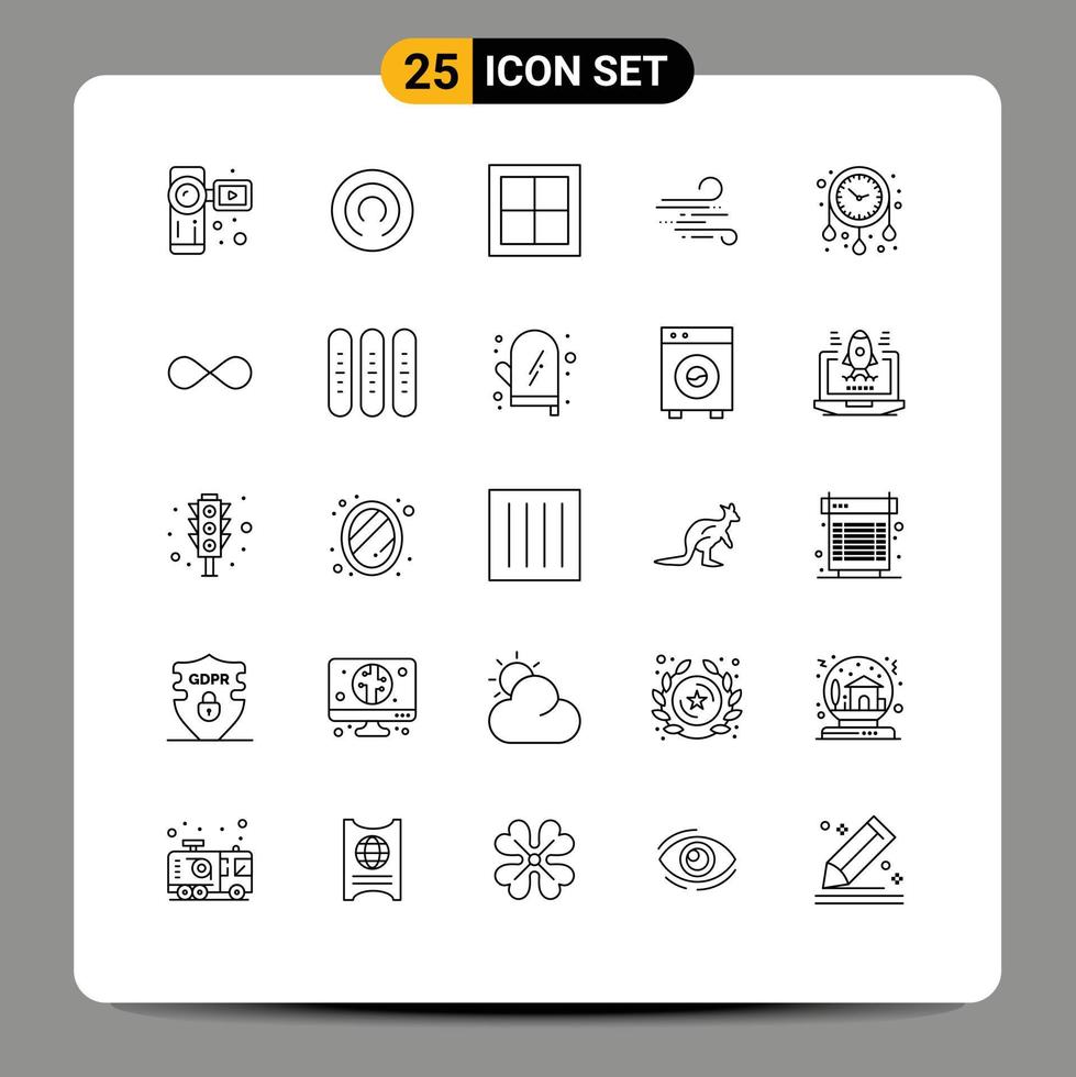 25 iconos creativos signos y símbolos modernos del tiempo primavera hogar viento soplar elementos de diseño vectorial editables vector