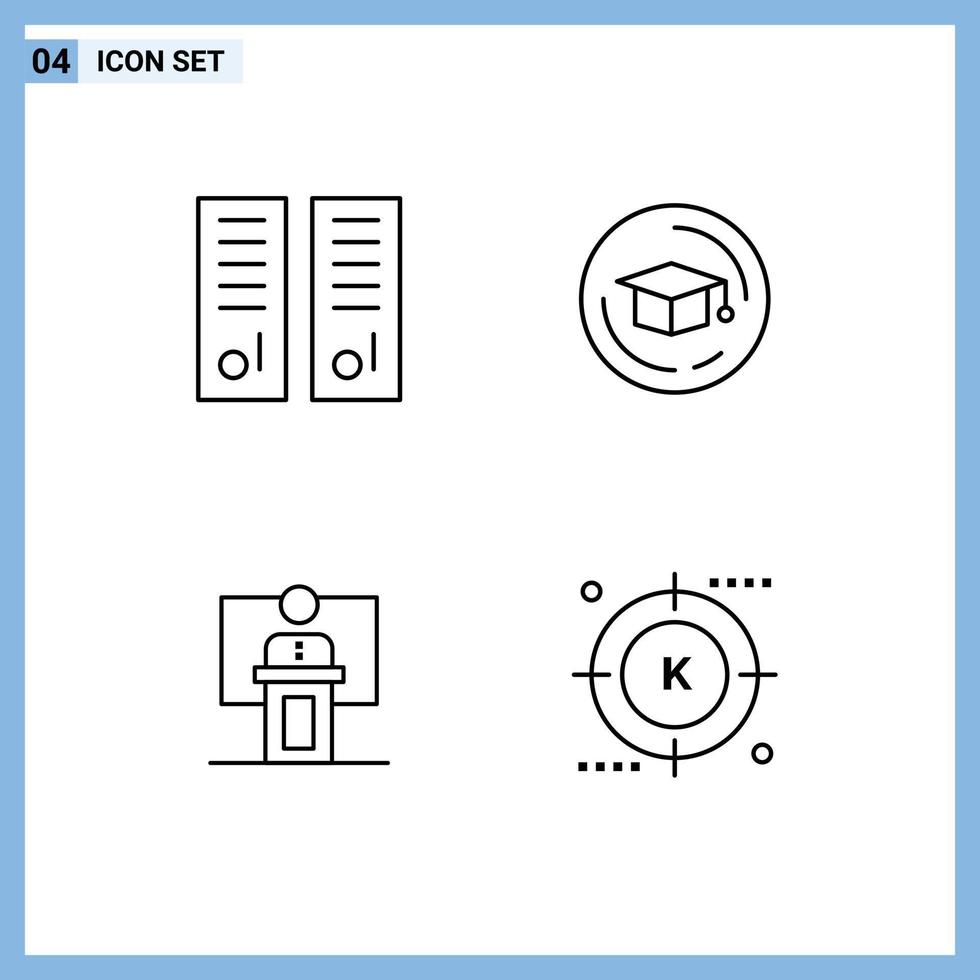 Modern Set of 4 Filledline Flat Colors and symbols such as gym locker business school education event Editable Vector Design Elements