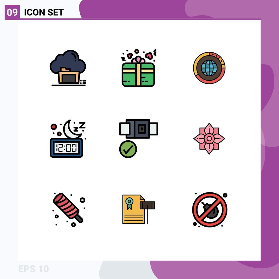 Stock Vector Icon Pack of 9 Line Signs and Symbols for moon world heart statistics globe Editable Vector Design Elements