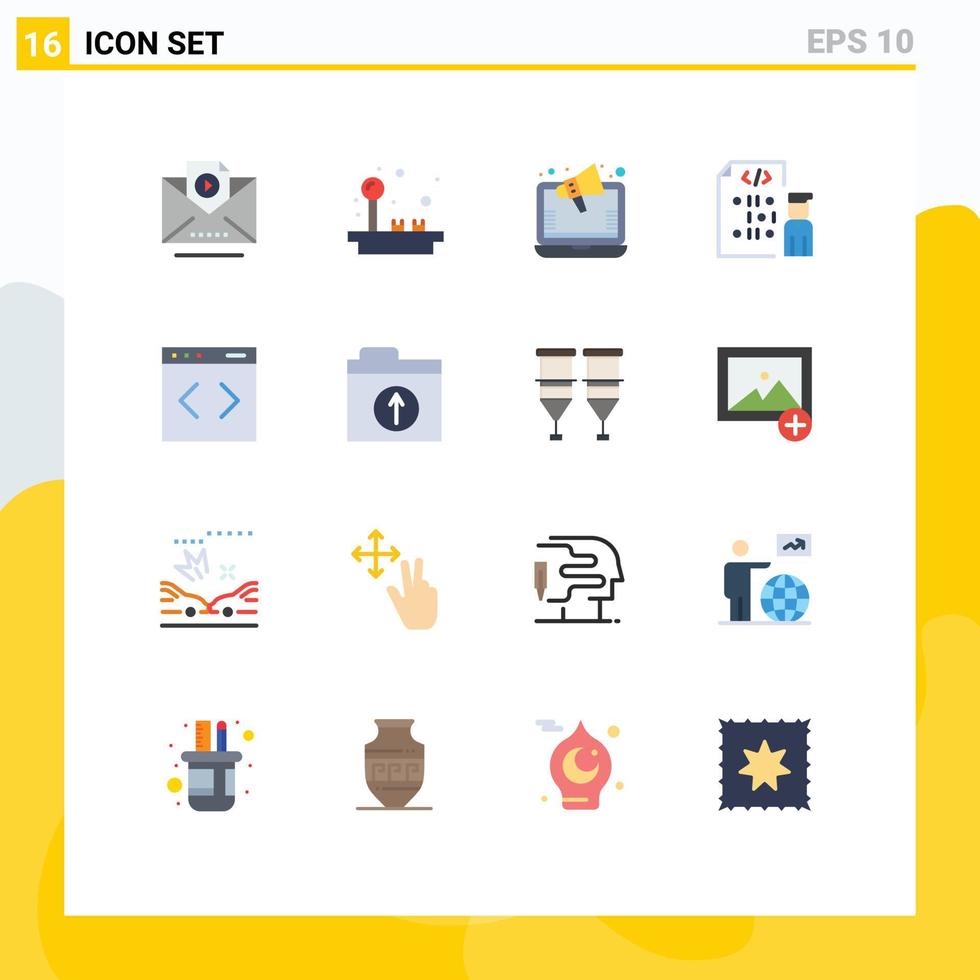 Editable Vector Line Pack of 16 Simple Flat Colors of management programming marketing programmer develop Editable Pack of Creative Vector Design Elements