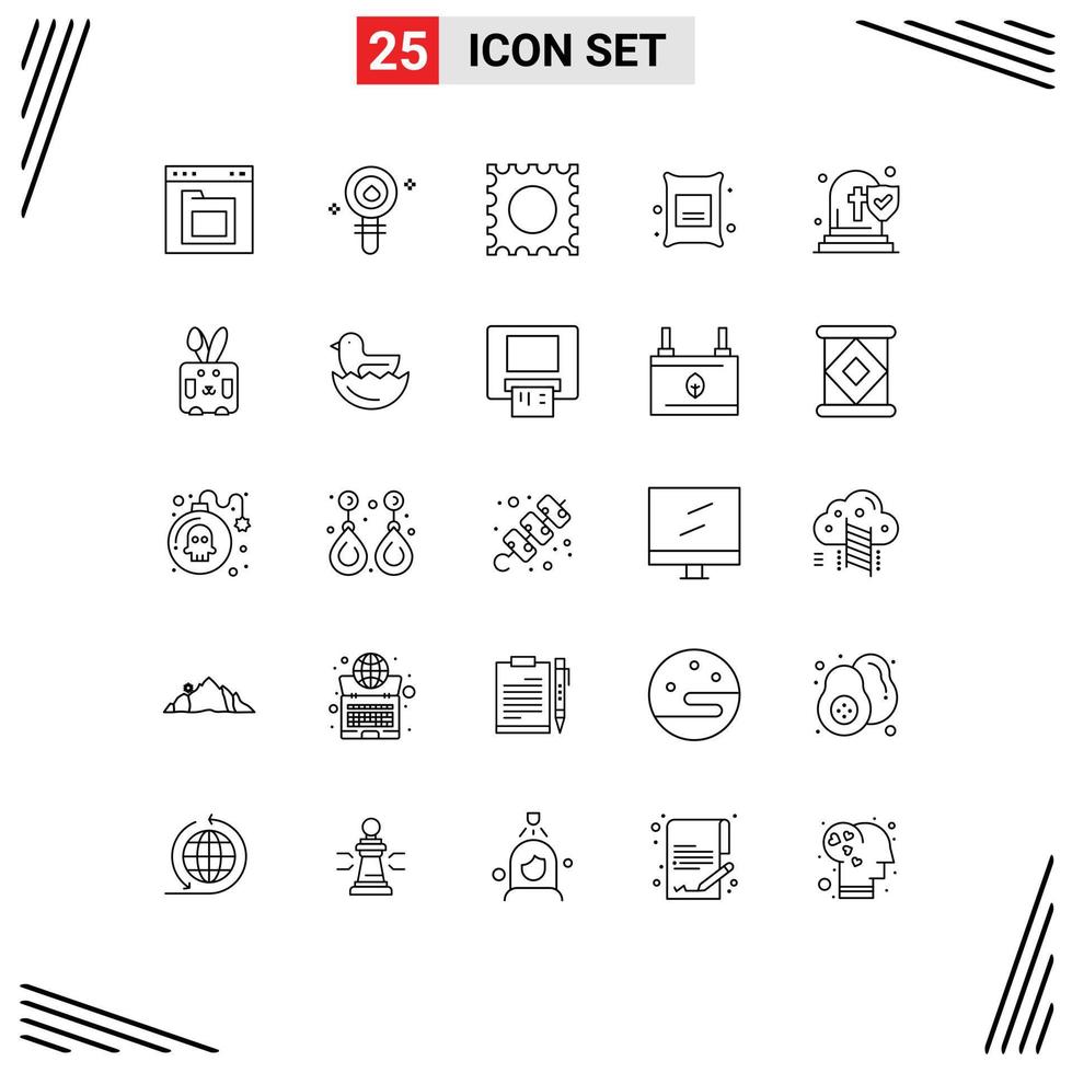 User Interface Pack of 25 Basic Lines of death wheat chemistry food barley Editable Vector Design Elements