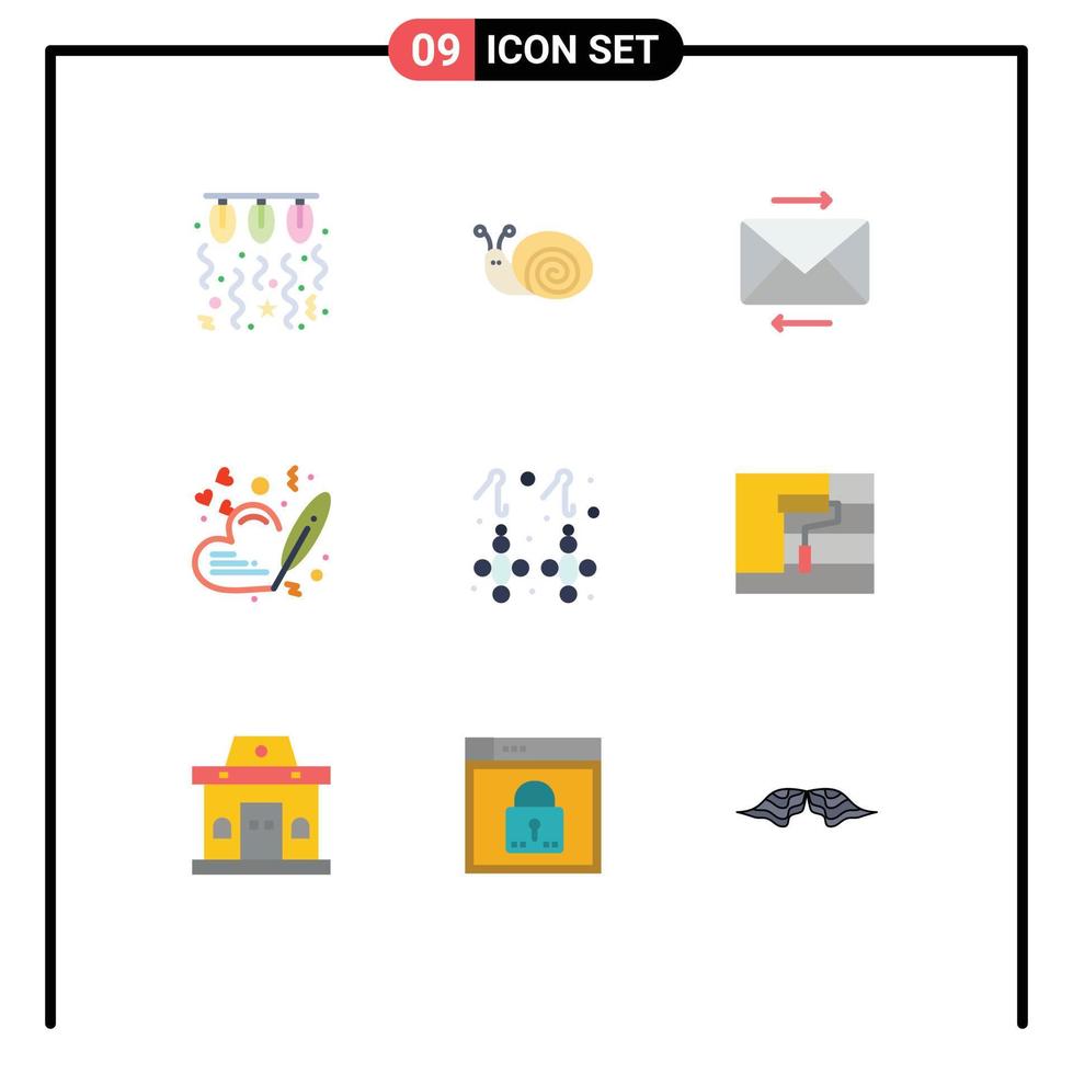 Universal Icon Symbols Group of 9 Modern Flat Colors of fashion wedding spring pen heart Editable Vector Design Elements