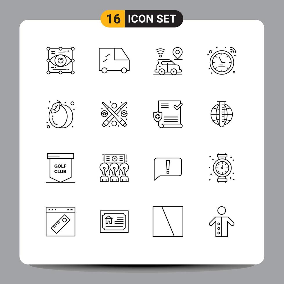 16 Thematic Vector Outlines and Editable Symbols of summer pack location watch signal Editable Vector Design Elements