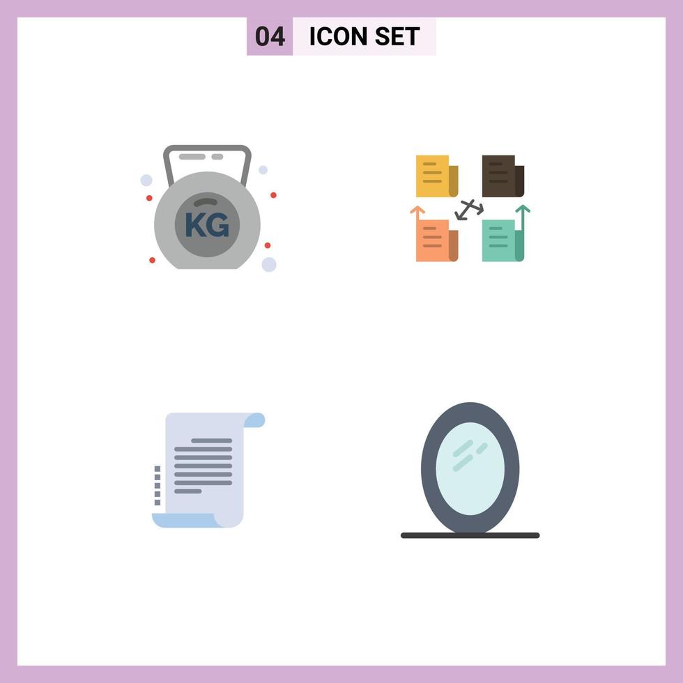 4 Thematic Vector Flat Icons and Editable Symbols of dumbbell novel exchange data screenplay Editable Vector Design Elements