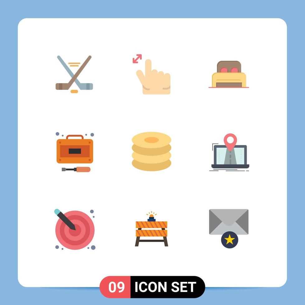 Modern Set of 9 Flat Colors and symbols such as food dish sleep service recuperation Editable Vector Design Elements