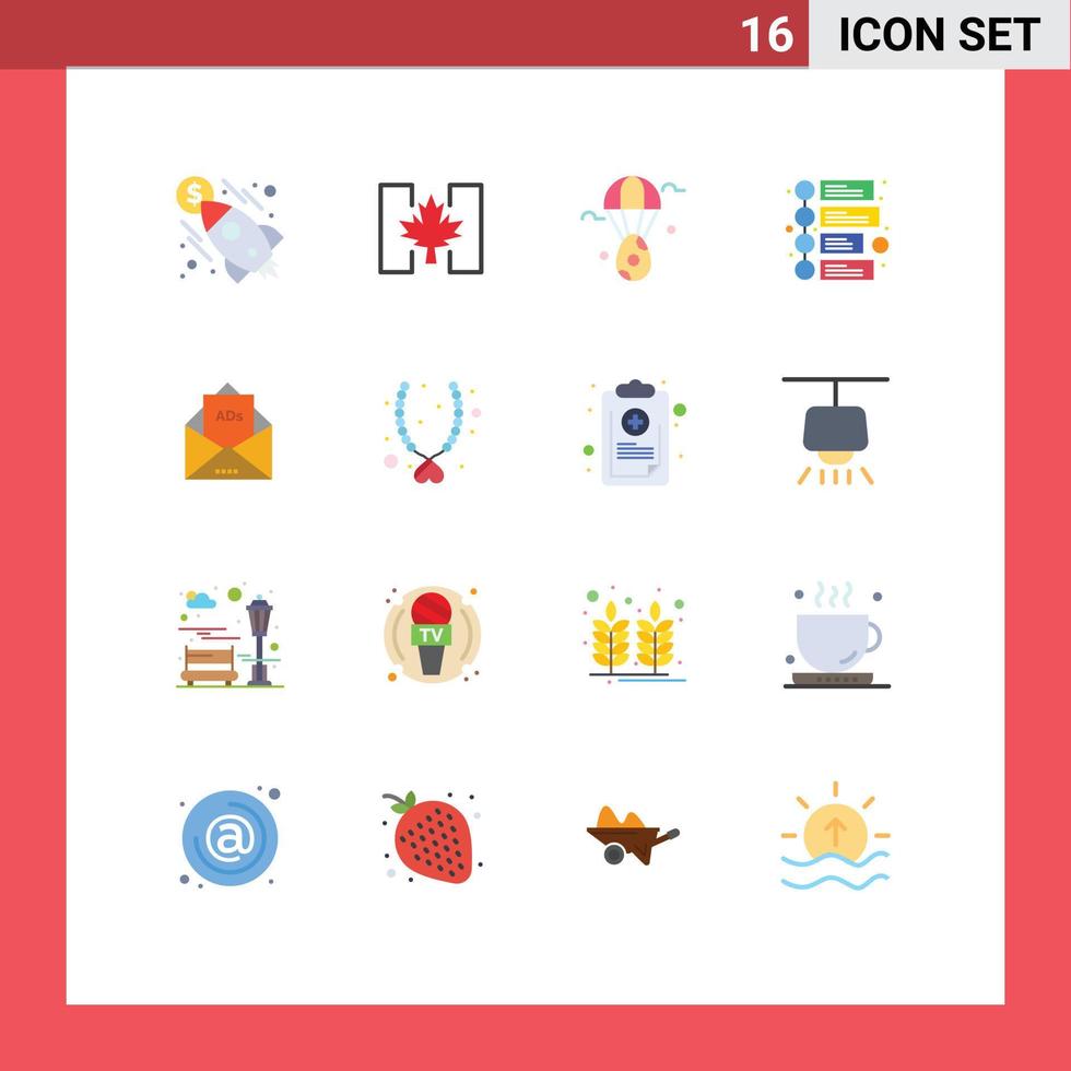 Set of 16 Modern UI Icons Symbols Signs for email ad egg timeline advertisement Editable Pack of Creative Vector Design Elements