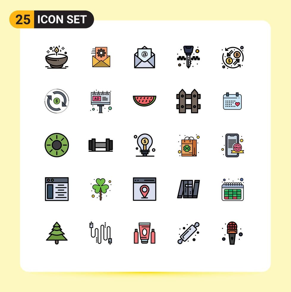 25 Creative Icons Modern Signs and Symbols of currency exchange taxi integration key chain equipment Editable Vector Design Elements
