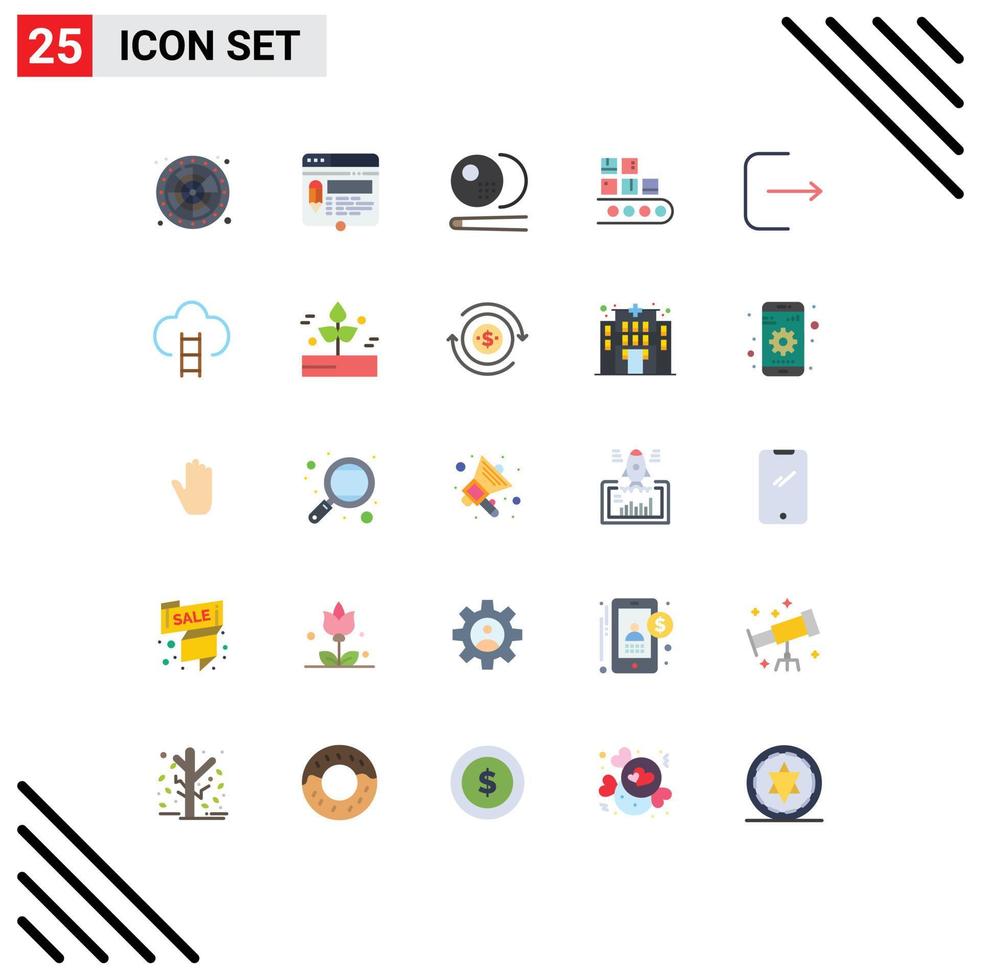 Set of 25 Modern UI Icons Symbols Signs for production management pencil line sports Editable Vector Design Elements