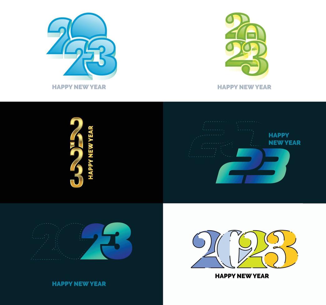 Big Collection of 2023 Happy New Year symbols Cover of business diary for 2023 with wishes vector