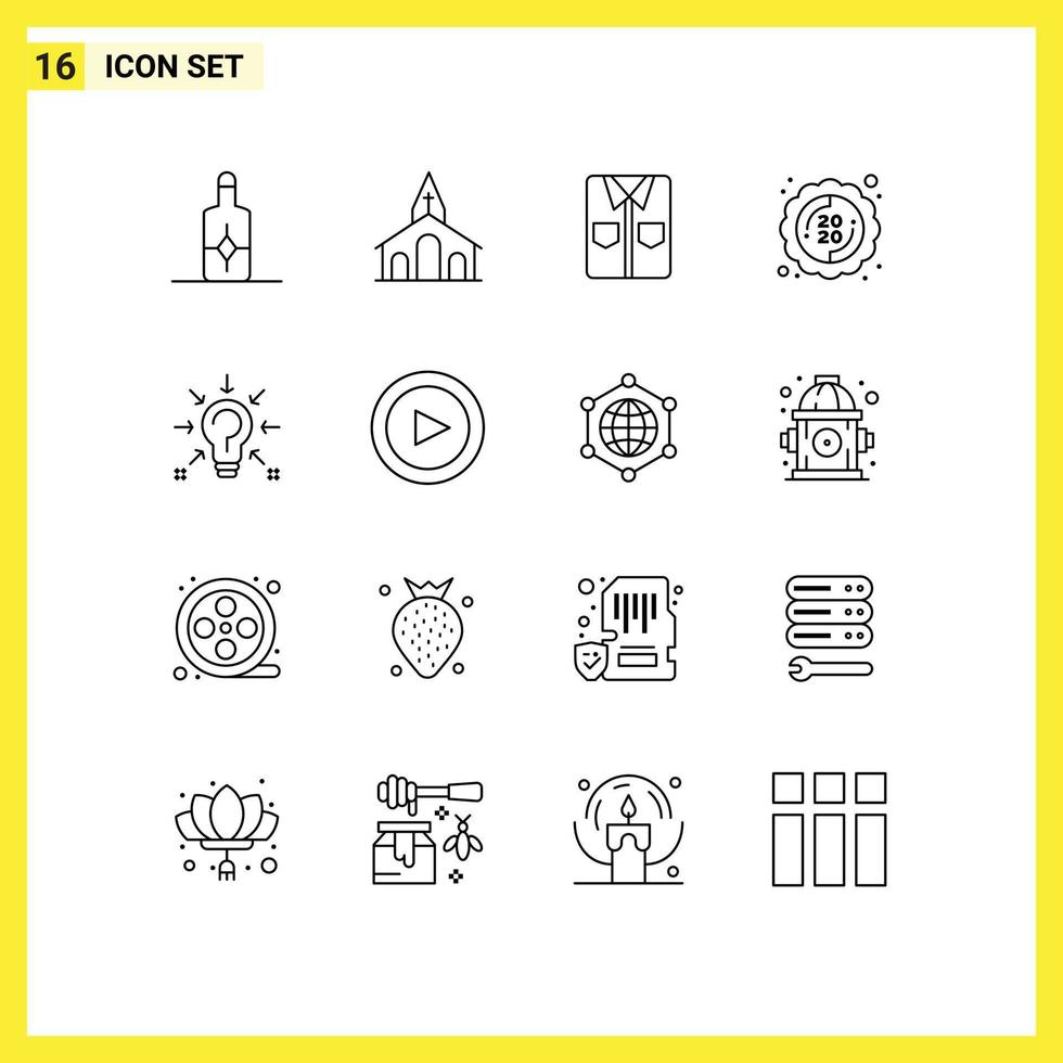 Universal Icon Symbols Group of 16 Modern Outlines of question year clothes sticker label Editable Vector Design Elements