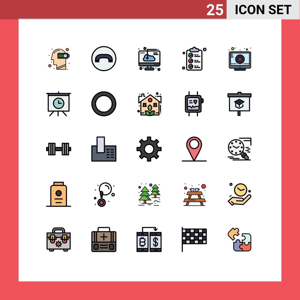 conjunto de 25 iconos de interfaz de usuario modernos signos de símbolos para compras en pantalla software de documentos en la nube elementos de diseño vectorial editables vector