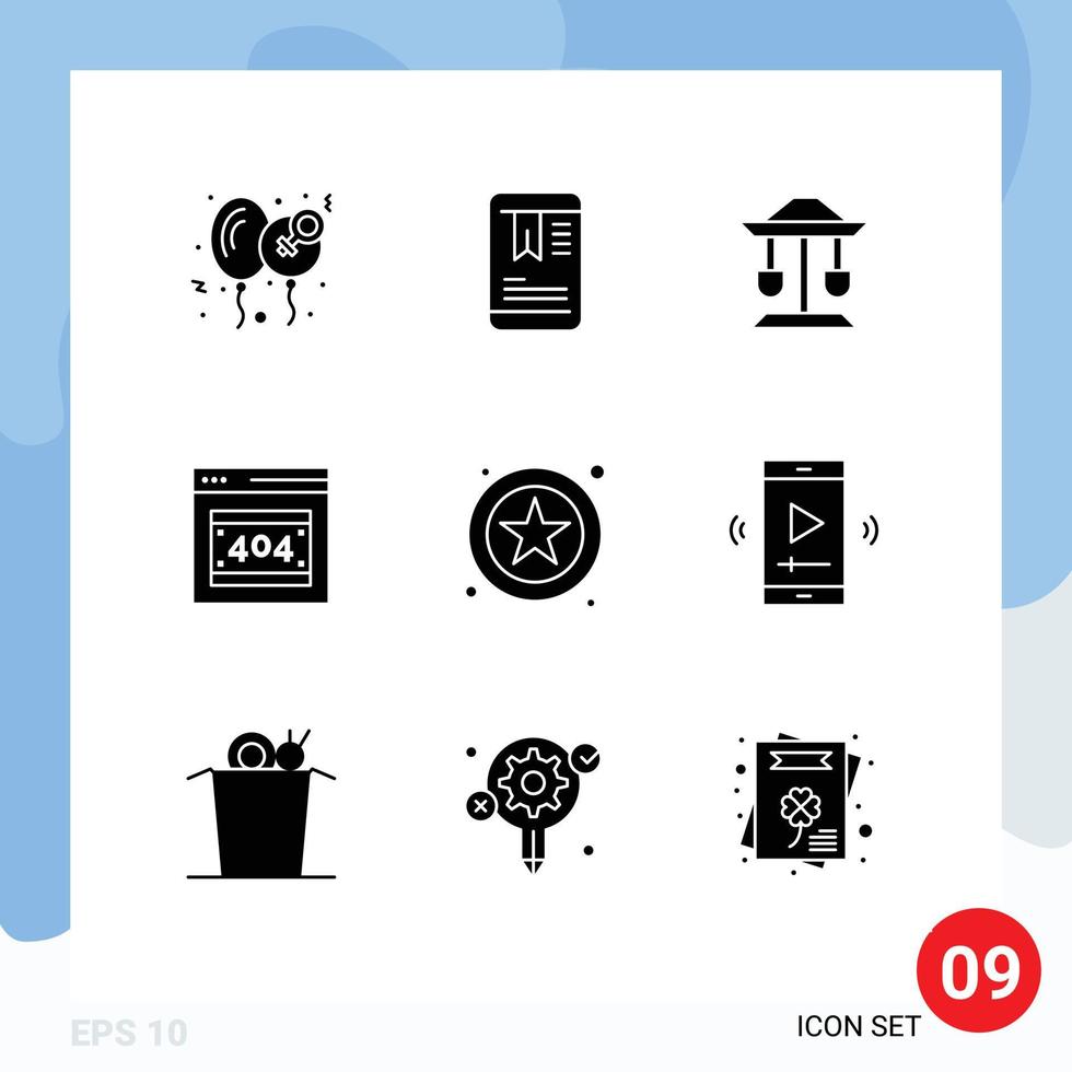 9 Thematic Vector Solid Glyphs and Editable Symbols of star server drum http error error Editable Vector Design Elements