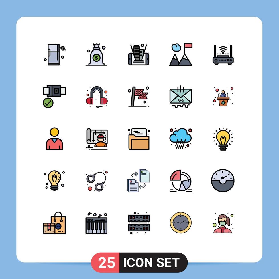 25 Creative Icons Modern Signs and Symbols of network router mobile mountains business Editable Vector Design Elements