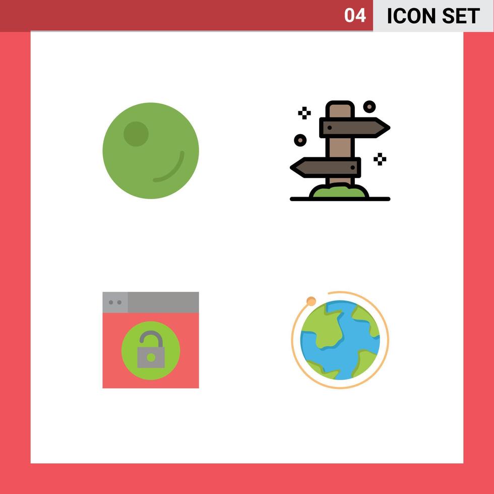 Pack of 4 Modern Flat Icons Signs and Symbols for Web Print Media such as peas lock holiday vacation globe Editable Vector Design Elements