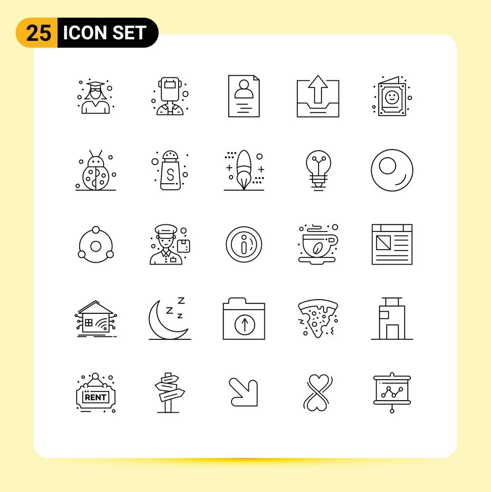 Set of 25 Modern UI Icons Symbols Signs for card office welder drawer cabinet Editable Vector Design Elements