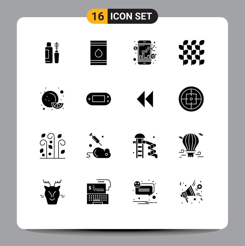 16 User Interface Solid Glyph Pack of modern Signs and Symbols of millet grain eco gluten online trade Editable Vector Design Elements