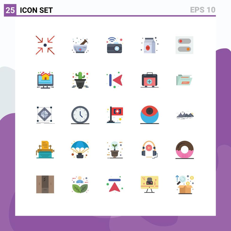 Set of 25 Modern UI Icons Symbols Signs for switch pack communication food bean Editable Vector Design Elements
