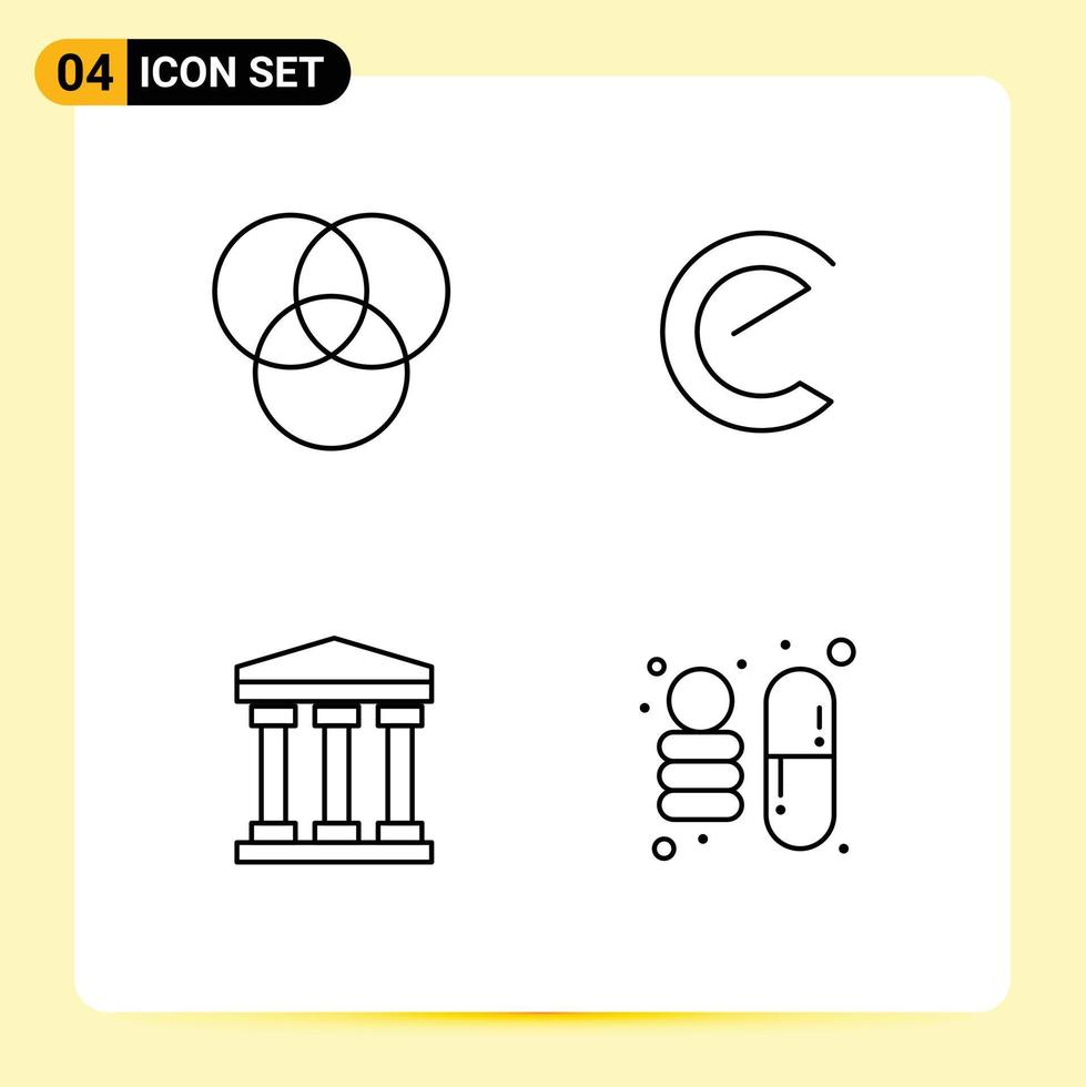 Mobile Interface Line Set of 4 Pictograms of rgb science crypto bank Layer 1 Editable Vector Design Elements