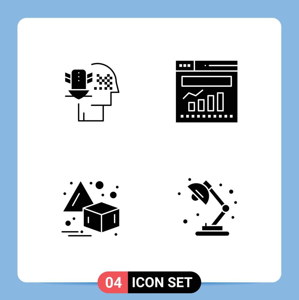 Universal Icon Symbols Group of 4 Modern Solid Glyphs of personal data protection horizontal security internet lamp Editable Vector Design Elements