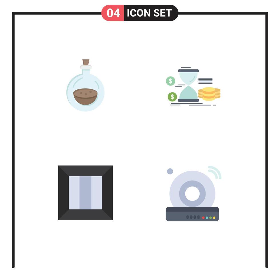 conjunto de iconos planos de interfaz móvil de 4 pictogramas de caja de perfume spray dinero entrega elementos de diseño vectorial editables vector