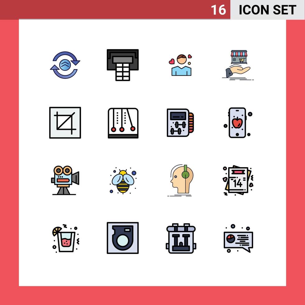 16 User Interface Flat Color Filled Line Pack of modern Signs and Symbols of design hand avatar online donate Editable Creative Vector Design Elements