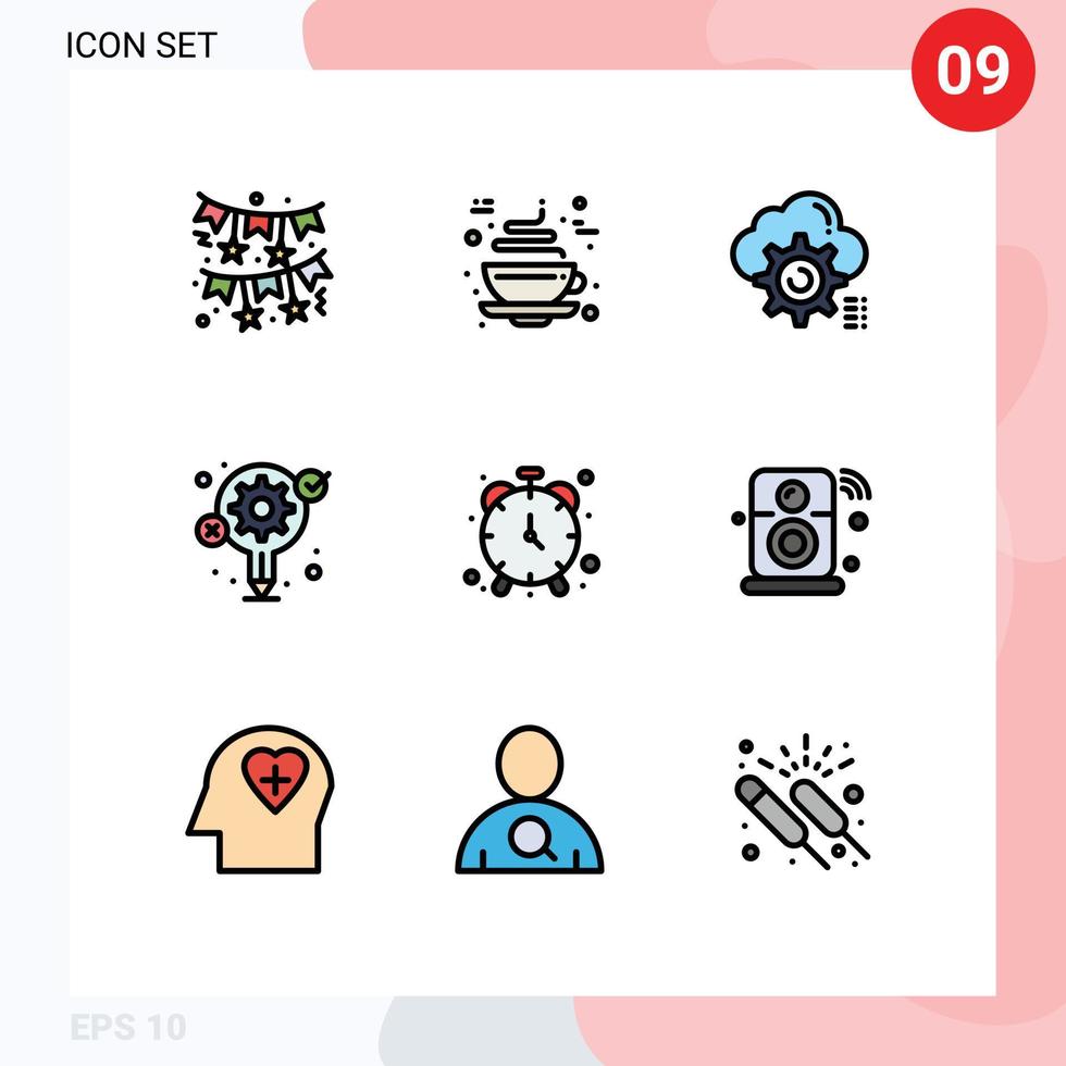 9 Creative Icons Modern Signs and Symbols of alarm creative gear gear configure Editable Vector Design Elements