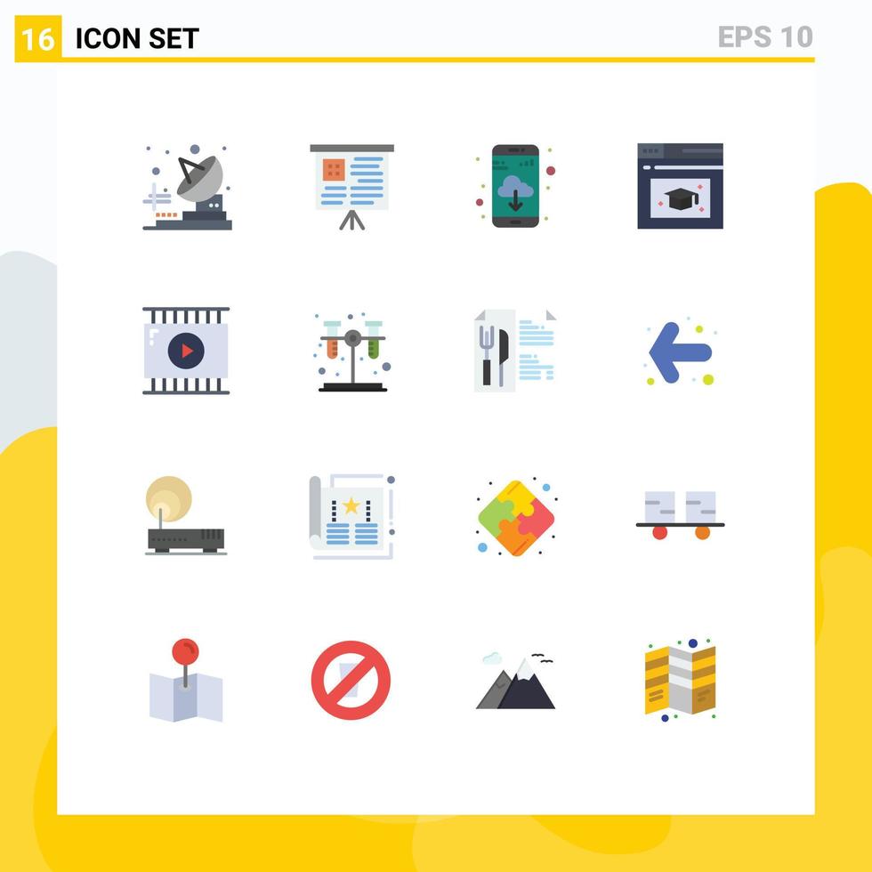 Group of 16 Modern Flat Colors Set for tube chemistry web page video design journalist video Editable Pack of Creative Vector Design Elements