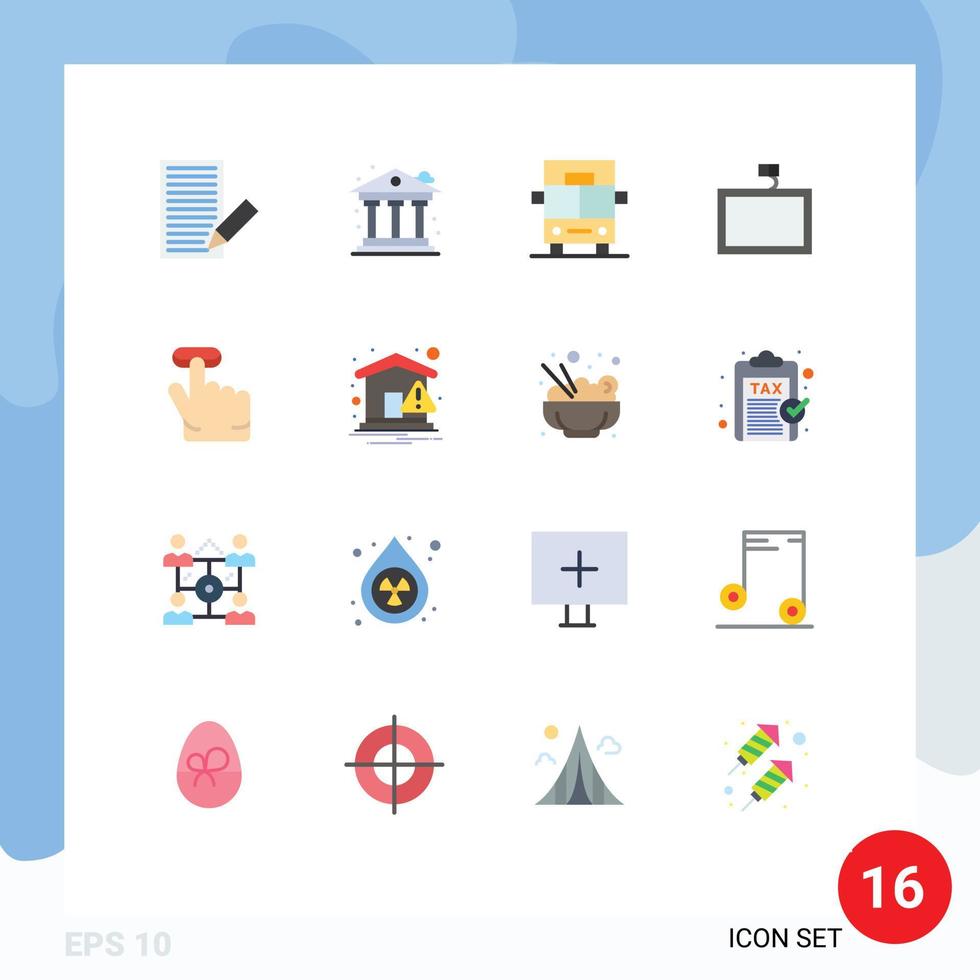 Modern Set of 16 Flat Colors Pictograph of gesture click money wall mount Editable Pack of Creative Vector Design Elements
