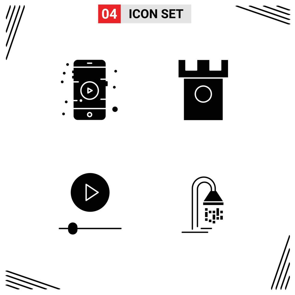 Pack of Modern Solid Glyphs Signs and Symbols for Web Print Media such as mobile gadgets ancient hills technology Editable Vector Design Elements